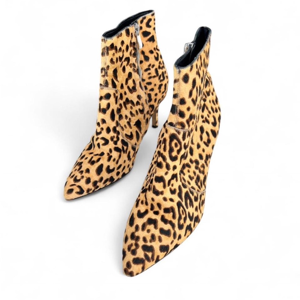 Halogen Nordstrom Leopard Calf Hair Pointed Toe Ankle Booties - 8M - Picture 2 of 6
